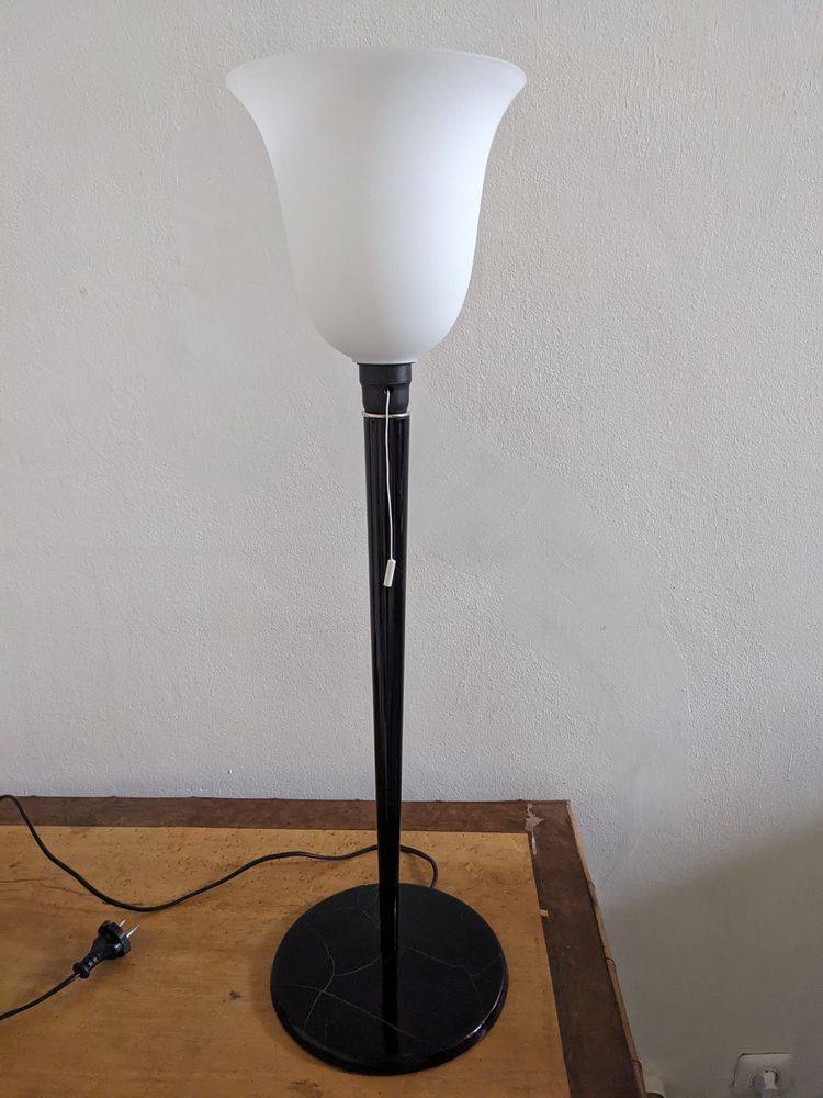 Lampe art d�co MAZDA LITA en acier LAQU� NOIRE craquel� �cai 155 Marseille 13 (13)