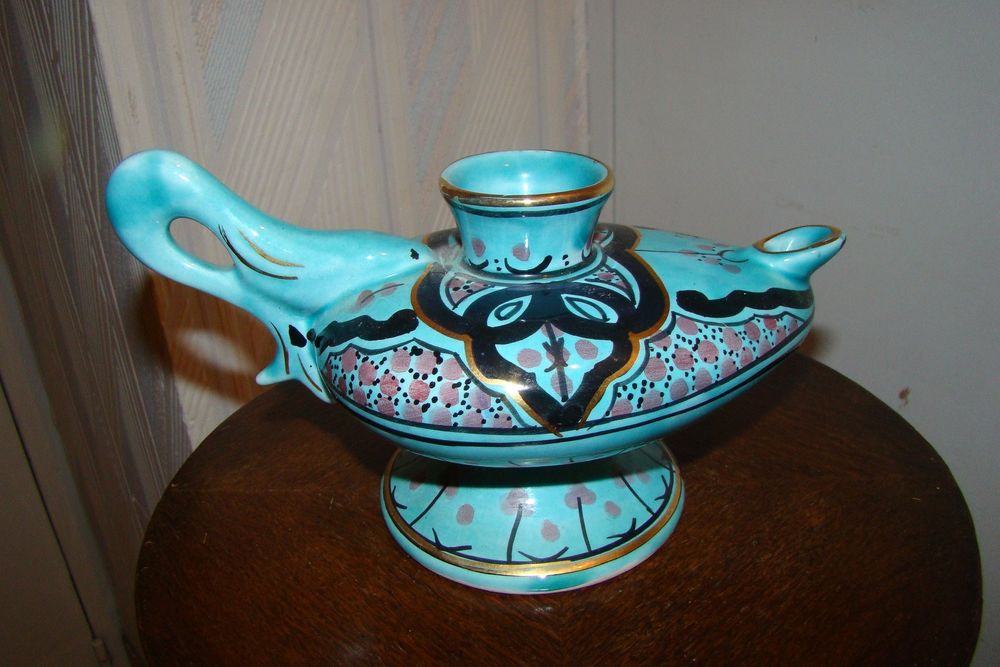 Lampe � huile  / Lampe d'Aladin en fa�ence vintage 20 Gargenville (78)