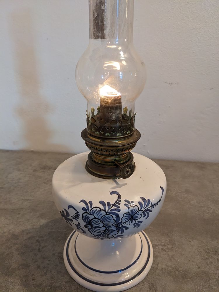 lampe � p�trole en c�ramique + verre + laiton  en parfait �t 40 Marseille 13 (13)