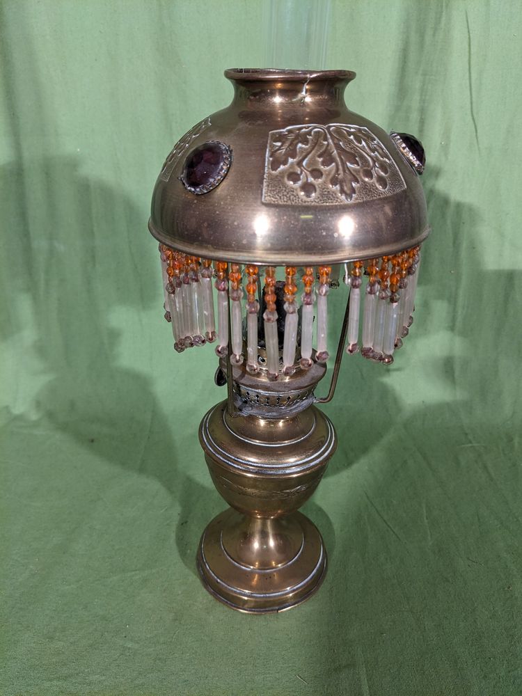 LAMPE � P�TROLE PARISIENNE BRONZE ou LAITON PATIN� avec abat 45 Marseille 13 (13)