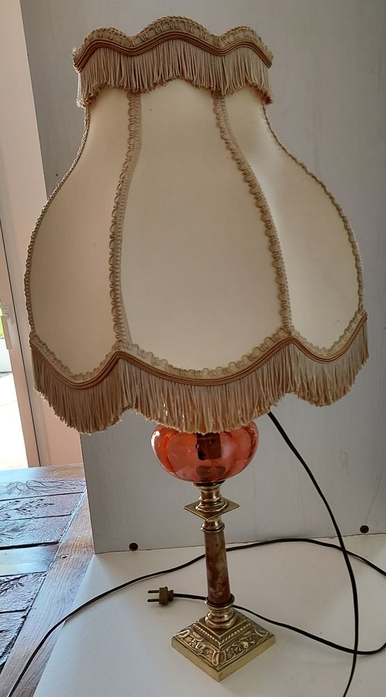 lampe sur pied bronze et cristal rose 75 B�houst (78)