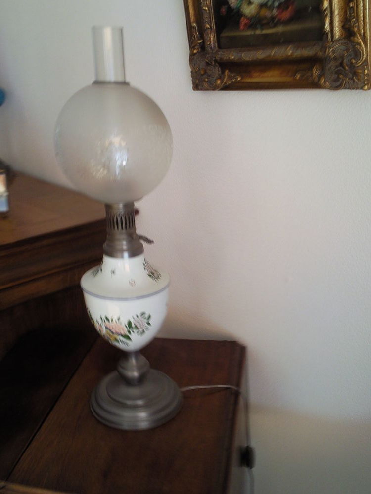 Lampe pied fa�ence bleu Rouen 20 Metz (57)