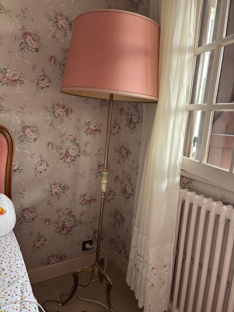 Lampe sur pied vintage avec d�tails en marbre et abat-jour 30 Troyes (10)