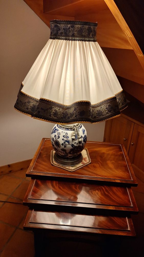 Lampe porcelaine, �tain et soie 40 Piriac-sur-Mer (44)