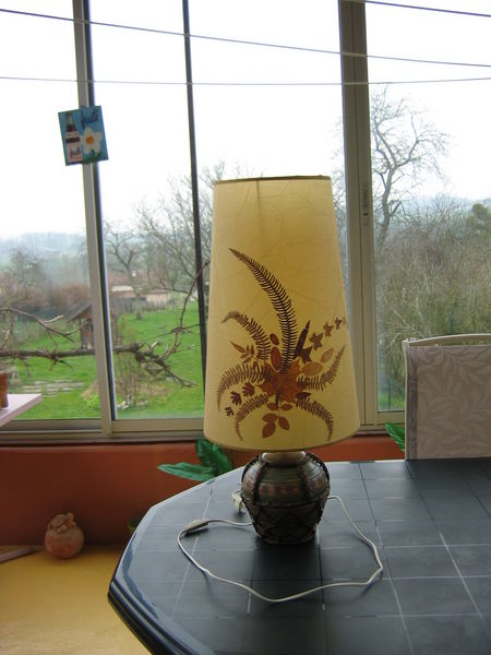 1 lampe à poser vintage avec décor fleurs séchées. 40 Le Vernois (39)
