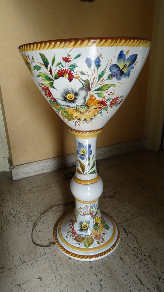 Lampe  ou Pot  pour plante en porcelaine peinte  BASSANO  30 Saint-Etienne (42)
