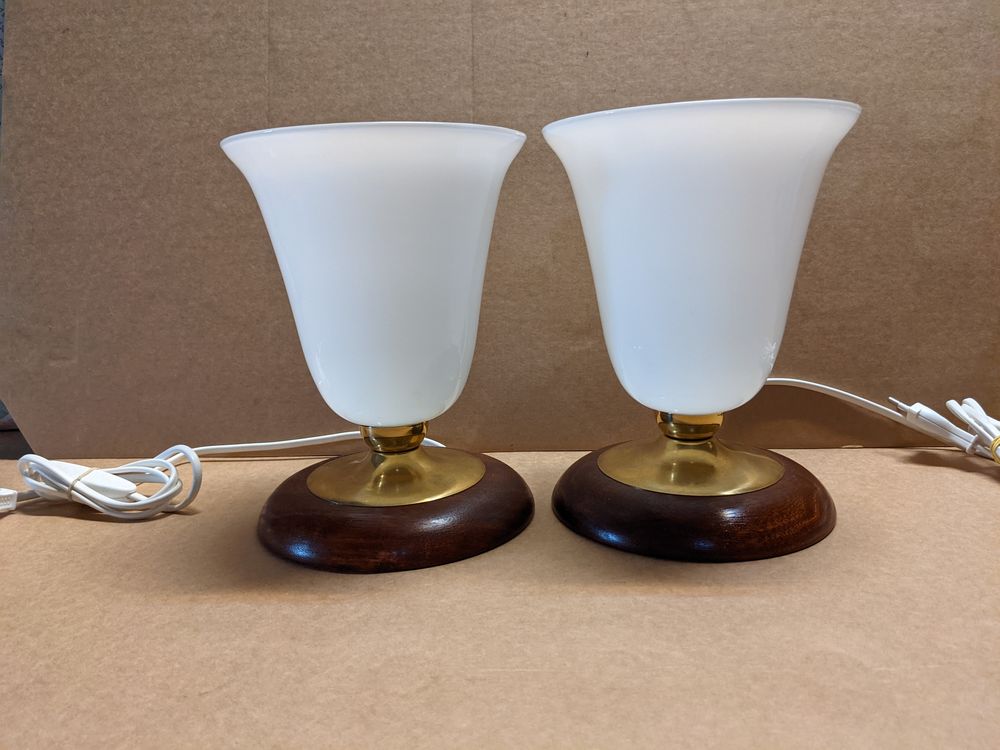 Lampes paire de 2 chevets STYLE MAZDA GS socle en bois laito 155 Marseille 13 (13)