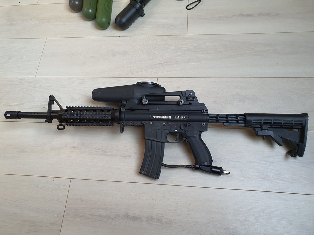 lanceur paintball Tippman A5 look M4 + canon hammerhead 250 Breteil (35)