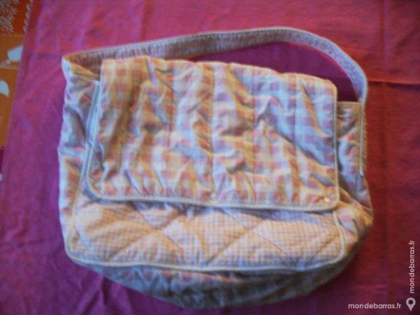 Sac � langer � carreaux roses et blancs 100% coton 18 Pantin (93)