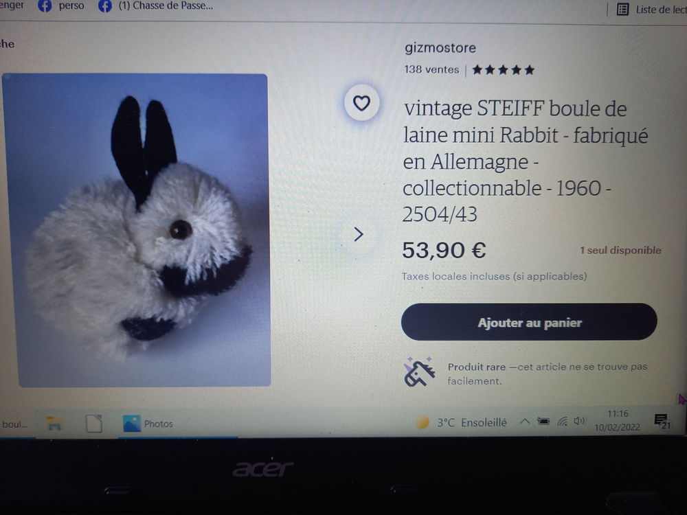 3 Lapins, Peluches de collection STEIFF 
0 Salses-le-Ch�teau (66)