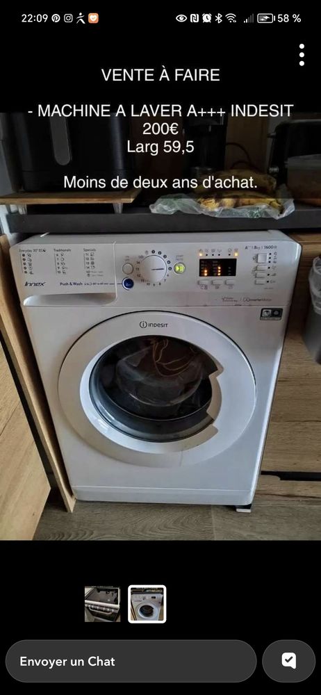 Lave linge INDESIT A+++ 8Kgs 200 La Rochette (77)