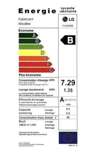 Lave linge s�chant 9kg / 6 kg LG  F 14030 RD Blanc 350 Orsay (91)