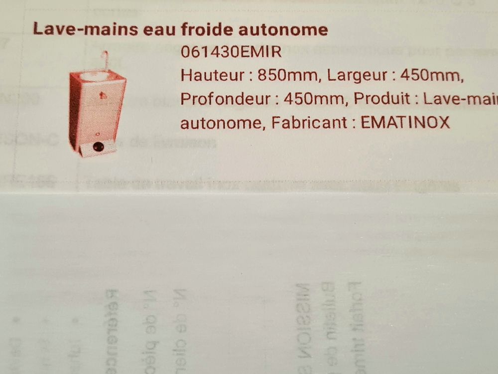 lave main eau froide autonome 470 Mareuil-sur-Lay-Dissais (85)