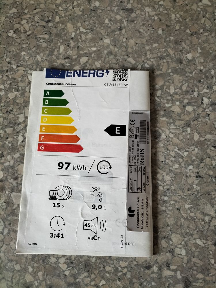 Lave vaisselle Continental Edison 80 Les Herbiers (85)