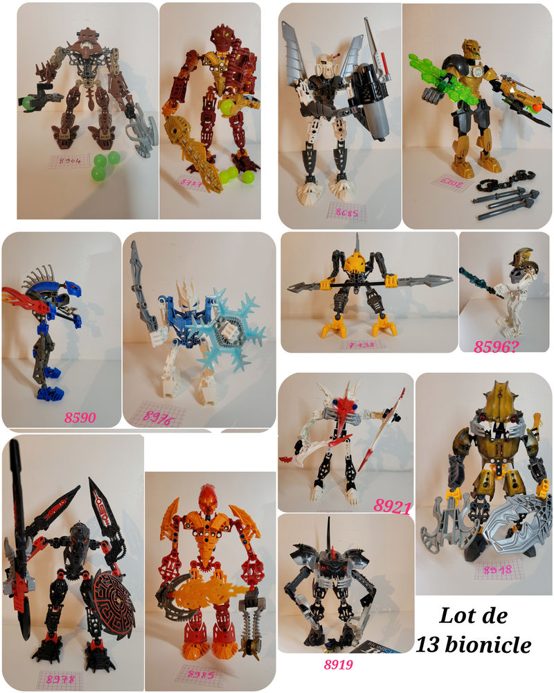 Lot de 13 lego bionicle.  Voir descriptif et photos. 120 Villejuif (94)