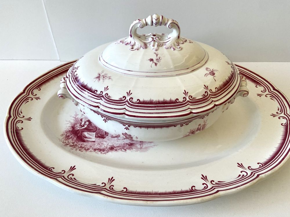 L�gumier Fa�ence Fine Paris France Cr�tes Roses B&Cie Barlue 120 Hyeres Plage (83)