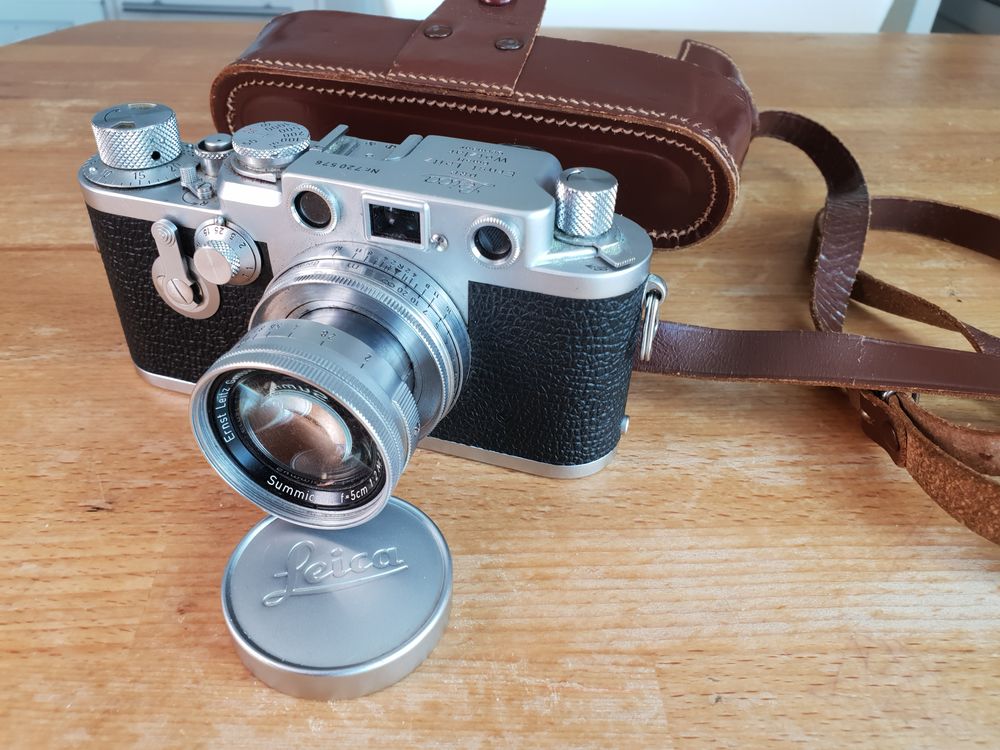 leica 3 g avec summicron 2/50 sacoche cuir et bouchon avant 800 Tours (37)