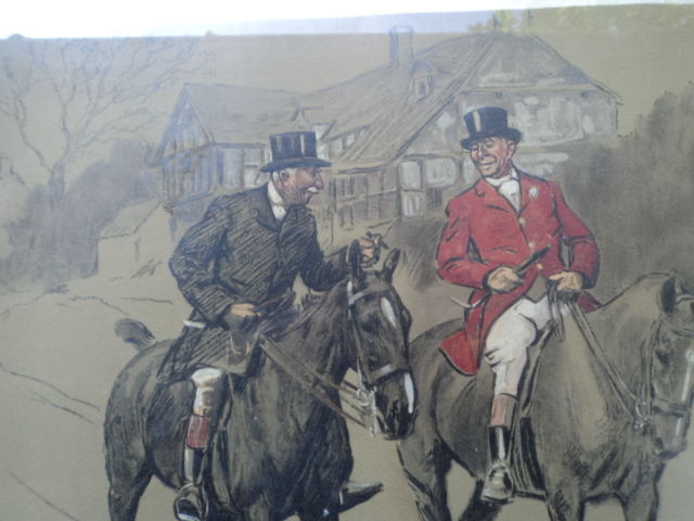 Litho 1910 ; Lionel Edwards ; chevaux chasse � Cour 90 Andernos-les-Bains (33)