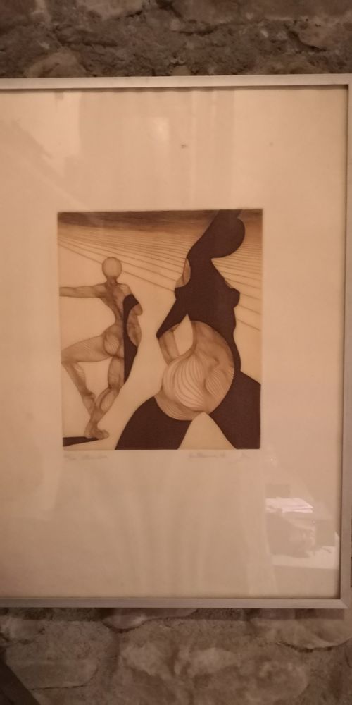 Lithographie num�rot�e ann�es 70  silhouettes  500 La Roche-des-Arnauds (05)