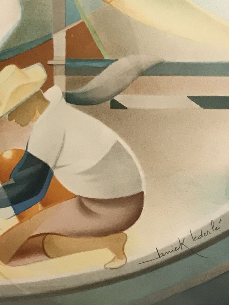 Lithographie originale Jannick Lederl� - Retour de p�che 0 Aix-en-Provence (13)