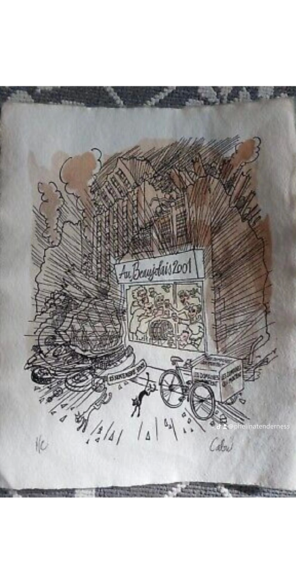 Lithographie sign�e Cabu HC pour la f�te des peres 220 Carpentras (84)