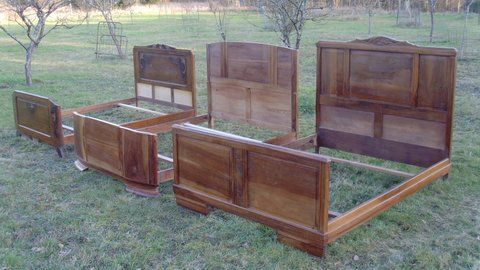 lot de 3 LITS ann�es 20-30  CH�NE massif 140 cm x 190 cm 275 Tours (37)