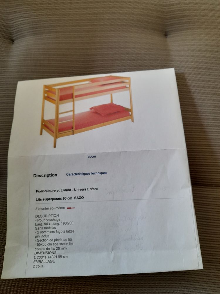 lits superposes en bois et + tiroir + 2 matelas 90x200 200 Marseille 12 (13)