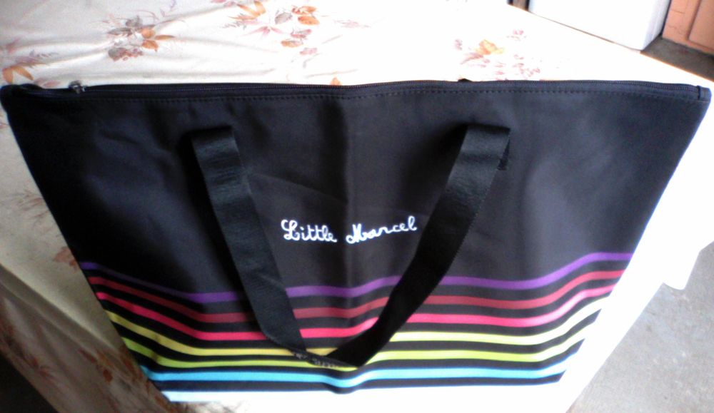 Sac Little Marcel en polyester noir & bandes NEUF 6 Aubin (12)