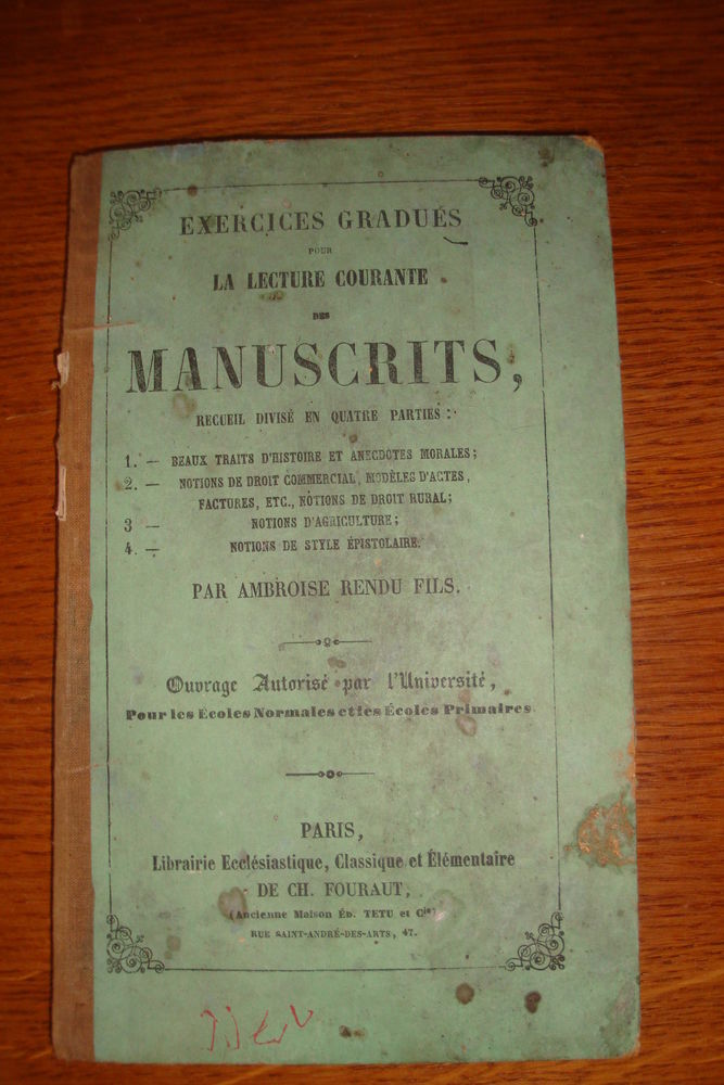 Livre ancien edition rare Lecture courante des manuscrits 40 Quesnoy-sur-De�le (59)