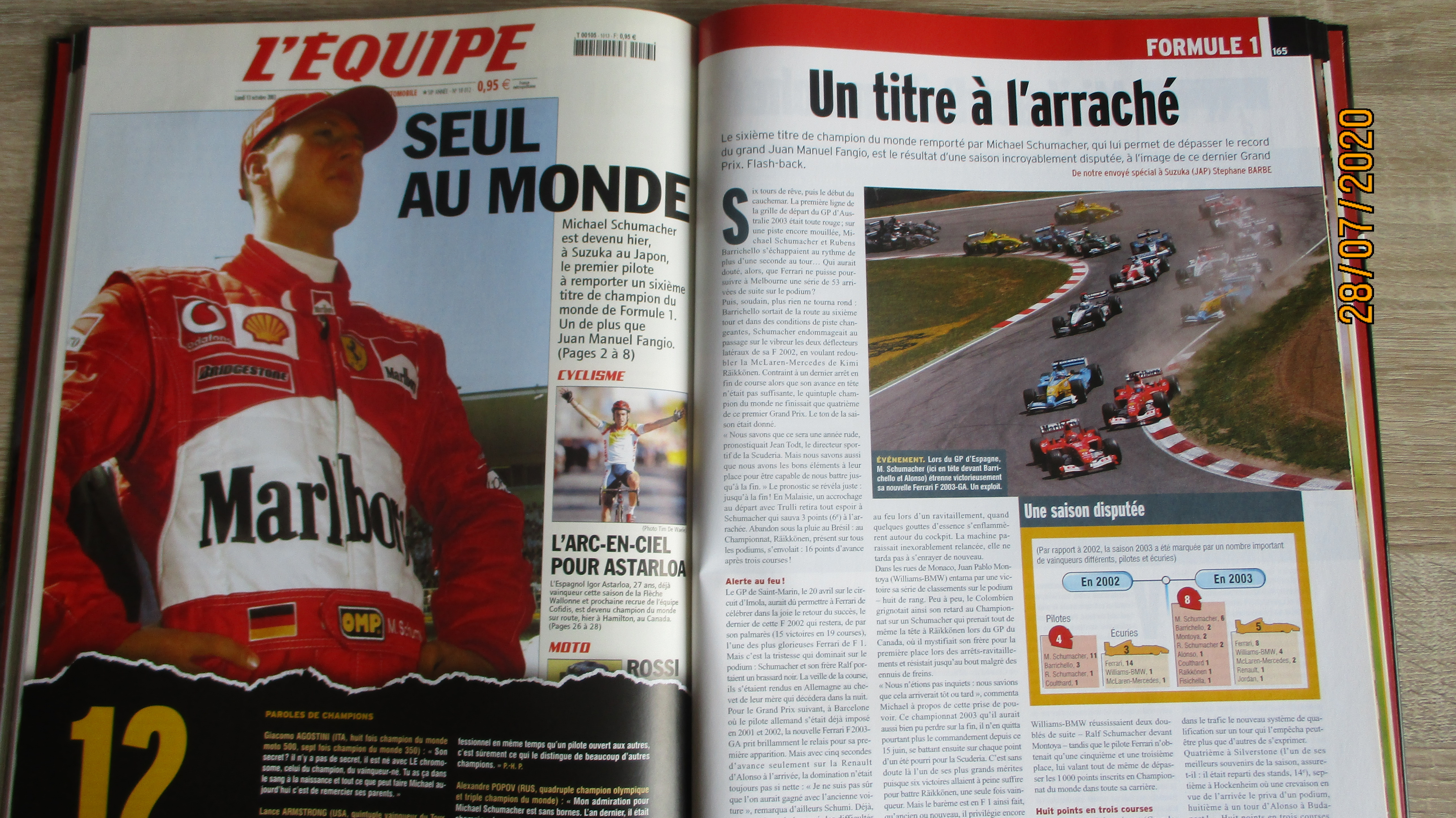Livre  l'Equipe  Ann�e 2003. 15 Le Vernois (39)