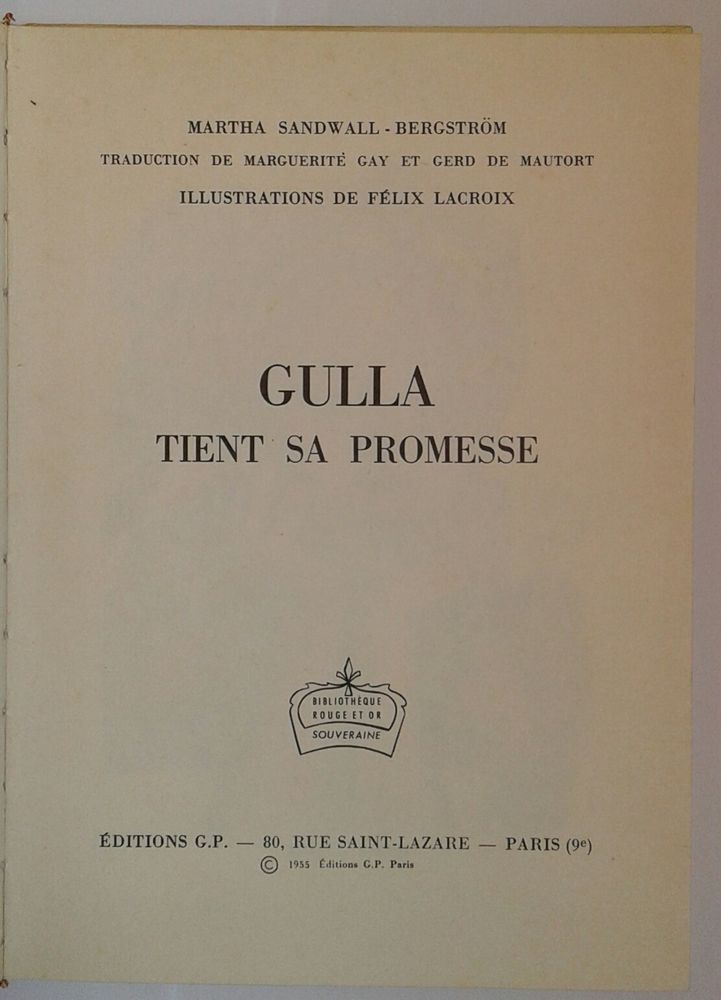 Livre  Gulla tient sa promesse  5 Cramont (80)