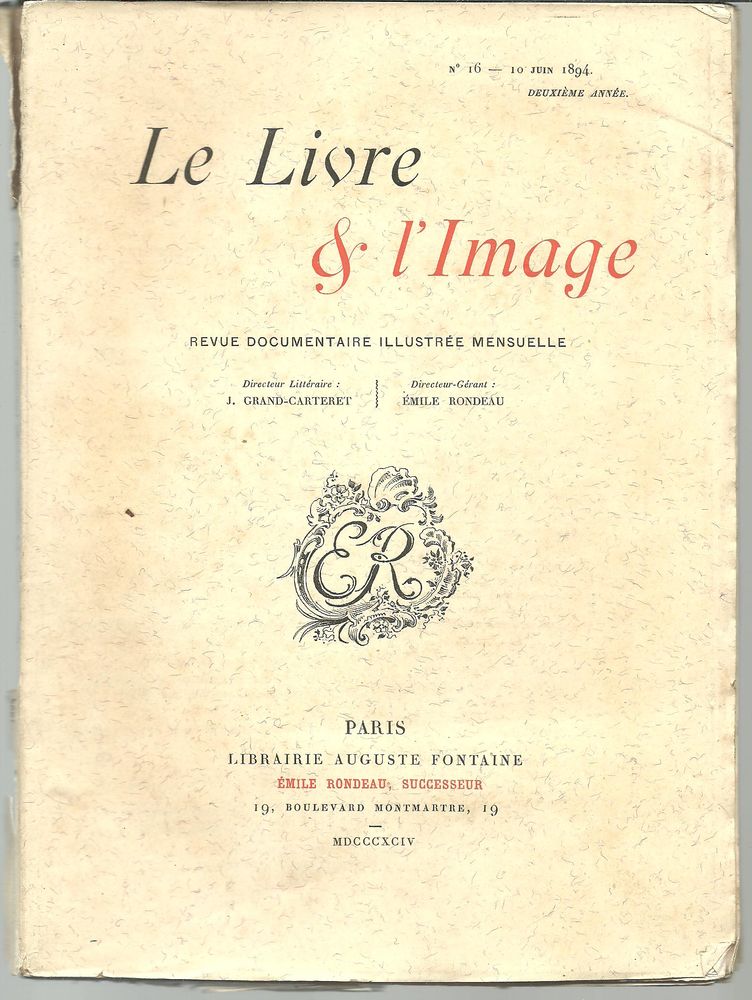 LE LIVRE ET L'IMAGE n� 16 du 10 juin 1894 (2e ann�e) 5 Montauban (82)