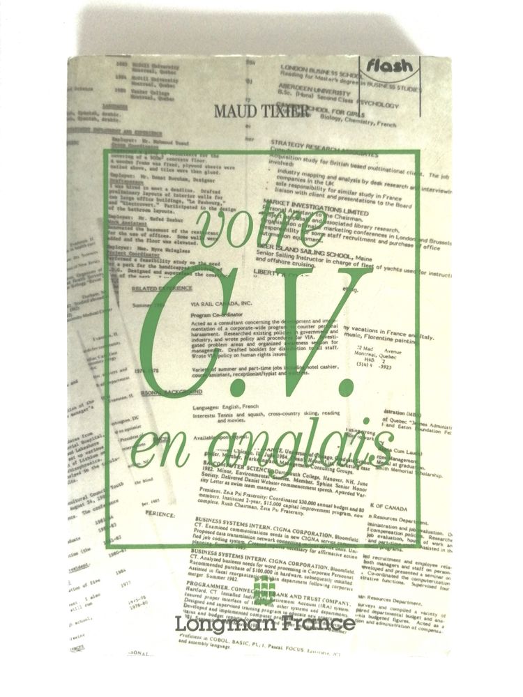Livre Votre C.V en Anglais de Maud Tixier 2 Puteaux (92)