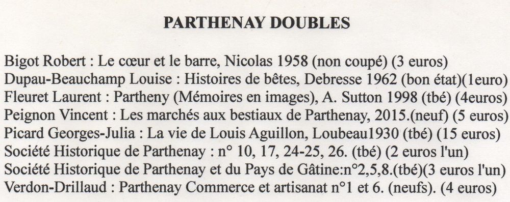 Livres sur Parthenay (79) 0 Parthenay (79)