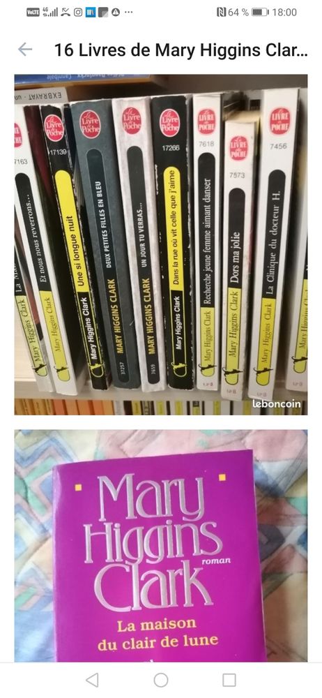 40 livres de poches mary Higgins plus  un grand la maison du clair de lune 20 Toulon (83)