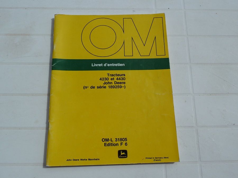 Livret d'entretien tracteur JOHN DEERE 4230 et 4430 46 Marcilly-le-Hayer (10)