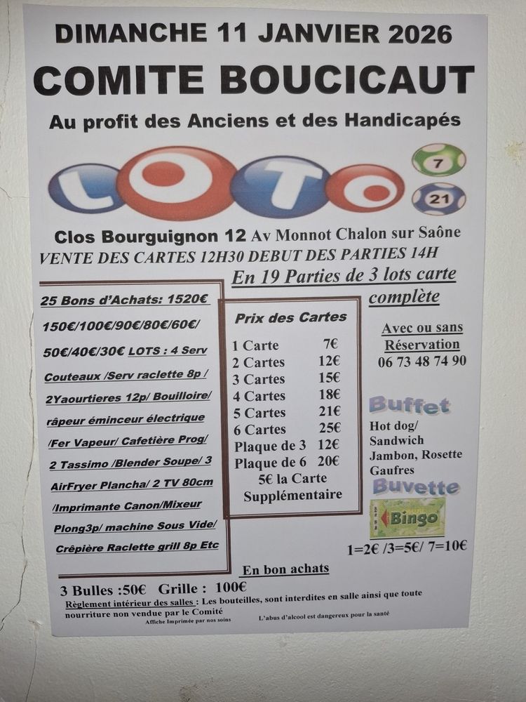 Loto du comit&eacute; boucicaut 0 Chalon-sur-Sa�ne (71)