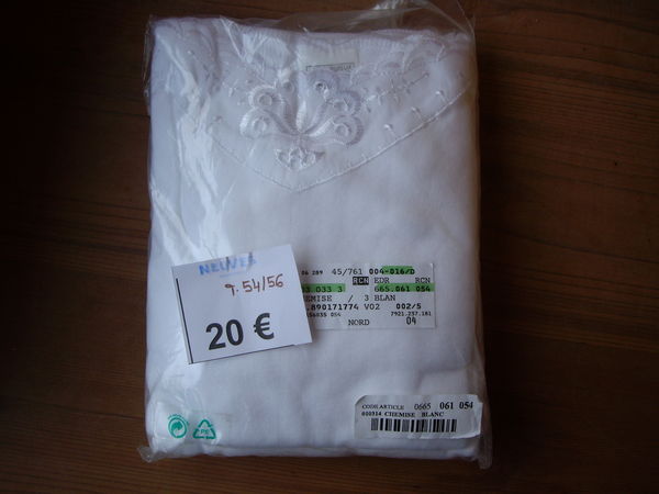 Lots de 3 Chemises (maillots de corps) T. 54/56-Neufs 20 Bouxwiller (67)