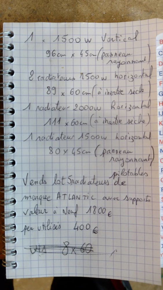 Lots de 5 radiateurs rayonnants Atlantic 
Bon �tat 400 Perrier (63)