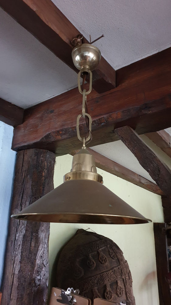 x 2 Luminaire ancien Suspension Laiton diam�tre 37 cm 150 Bourseul (22)