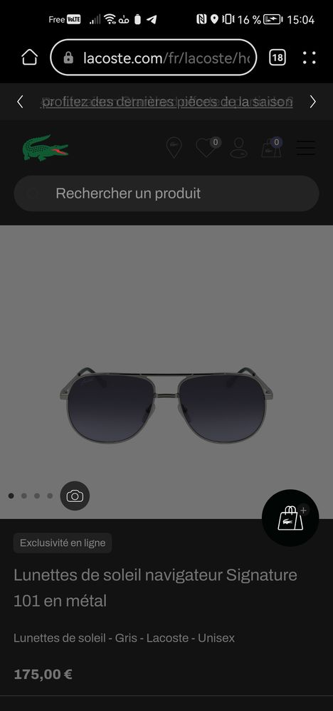 Lunette de soleil lacoste m�tallis� 70 Toulouse (31)