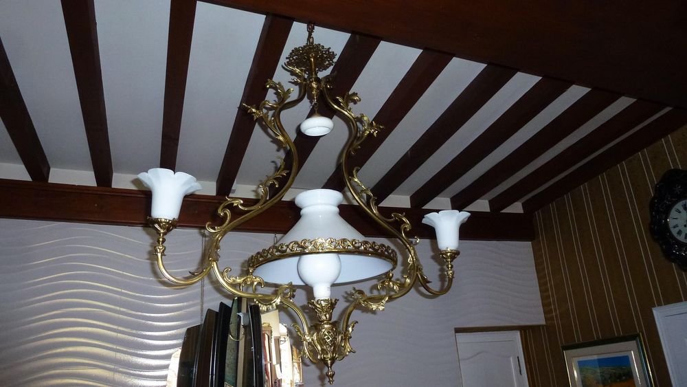 Lustre ancien en bronze dor� 0 Miribel (01)