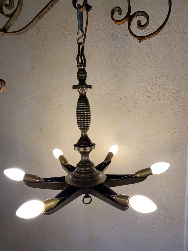 Lustre ancien en laiton � motif d'�toiles 120 Castres-Gironde (33)