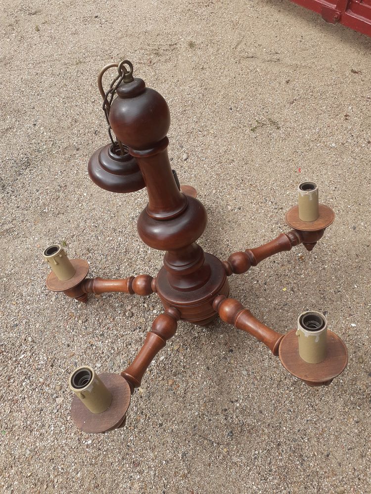 Lustre bois 5 branches 6 Digoin (71)