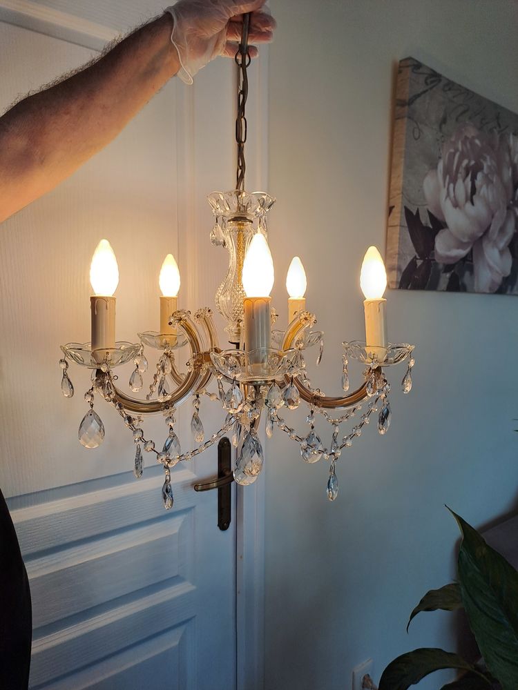 Lustre 5 branches � pampilles avec ses 2 appliques 95 Toucy (89)