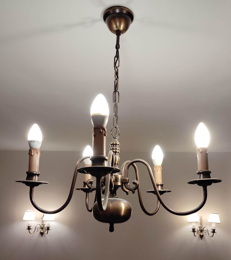 1 lustre-chandelier  5 branches +4 appliques doubles branche 80 Pontoise (95)
