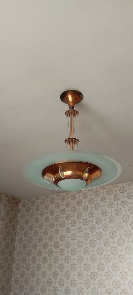 Lustre cuivre et verre 50 Bordeaux (33)