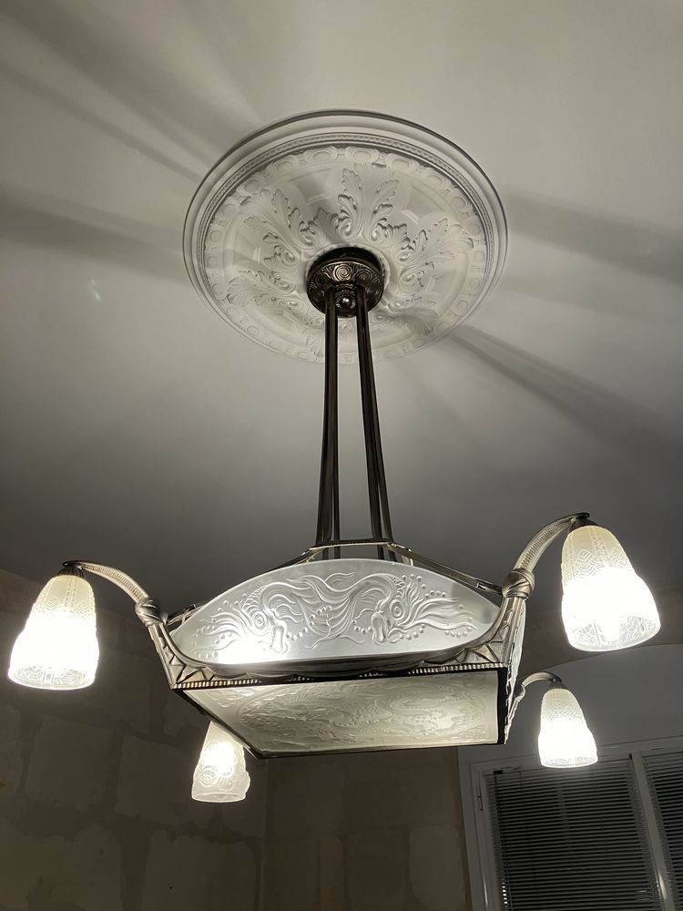 Lustre Art D�co sign� Boyreau & Cie Bordeaux ? 1930 ? 400 Latresne (33)