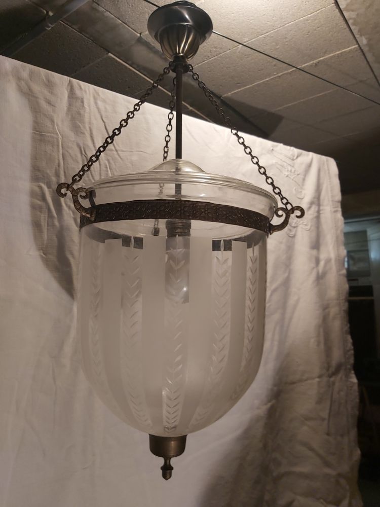 lustre  art deco verre et metal 70 Vaux-sur-Seine (78)