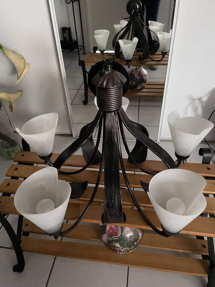LUSTRE EN FER FORGE 5 LAMPES 40 Lyon 8 (69)